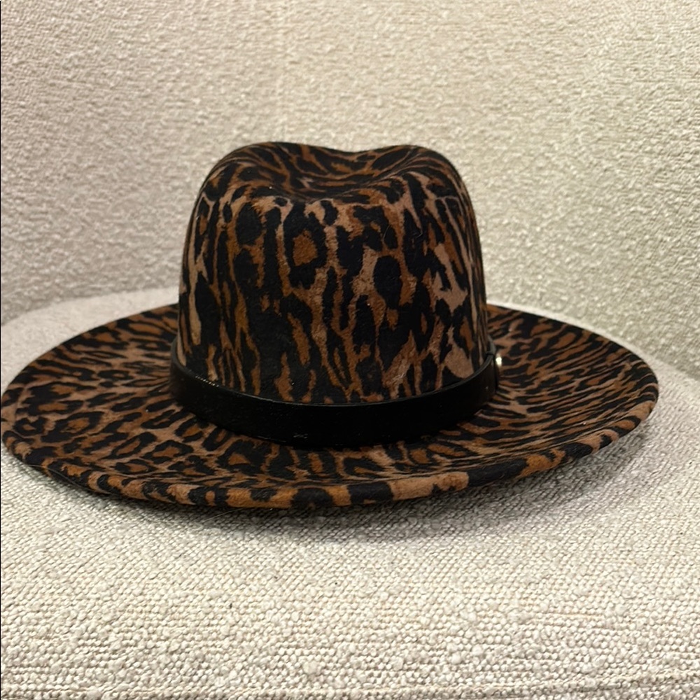 NWT All Saints Leopard Print Fedora Hat